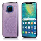 For Huawei Mate 20 Pro Double Buckle Mandala Pattern PU+TPU Protective Case with Card Slots & Holder & Photo Frame(Purple) - 1