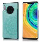 For Huawei Mate 30 Double Buckle Mandala Pattern PU+TPU Protective Case with Card Slots & Holder & Photo Frame(Green) - 1
