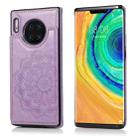 For Huawei Mate 30 Double Buckle Mandala Pattern PU+TPU Protective Case with Card Slots & Holder & Photo Frame(Purple) - 1