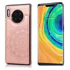 For Huawei Mate 30 Pro Double Buckle Mandala Pattern PU+TPU Protective Case with Card Slots & Holder & Photo Frame(Rose Gold) - 1