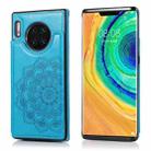 For Huawei Mate 30 Pro Double Buckle Mandala Pattern PU+TPU Protective Case with Card Slots & Holder & Photo Frame(Blue) - 1