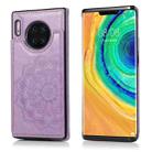 For Huawei Mate 30 Pro Double Buckle Mandala Pattern PU+TPU Protective Case with Card Slots & Holder & Photo Frame(Purple) - 1