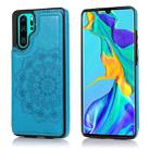 For Huawei P30 Double Buckle Mandala Pattern PU+TPU Protective Case with Card Slots & Holder & Photo Frame(Blue) - 1