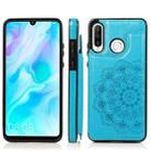 For Huawei P30 Lite Double Buckle Mandala Pattern PU+TPU Protective Case with Card Slots & Holder & Photo Frame(Blue) - 1