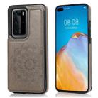 For Huawei P40 Pro Double Buckle Mandala Pattern PU+TPU Protective Case with Card Slots & Holder & Photo Frame(Grey) - 1