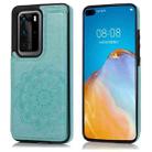 For Huawei P40 Pro Double Buckle Mandala Pattern PU+TPU Protective Case with Card Slots & Holder & Photo Frame(Green) - 1