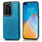 For Huawei P40 Pro Double Buckle Mandala Pattern PU+TPU Protective Case with Card Slots & Holder & Photo Frame(Blue) - 1