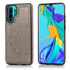 For Huawei P30 Pro Double Buckle Mandala Pattern PU+TPU Protective Case with Card Slots & Holder & Photo Frame(Grey) - 1