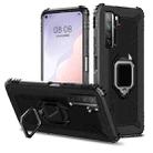 For Huawei Nova 7 SE Carbon Fiber Protective Case with 360 Degree Rotating Ring Holder(Black) - 1