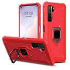 For Huawei Nova 7 SE Carbon Fiber Protective Case with 360 Degree Rotating Ring Holder(Red) - 1