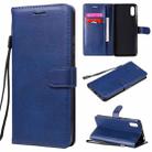 For Xiaomi Redmi 9A Solid Color Horizontal Flip Protective Leather Case with Holder & Card Slots & Wallet & Photo Frame & Lanyard(Blue) - 1