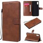 For Xiaomi Redmi 9A Solid Color Horizontal Flip Protective Leather Case with Holder & Card Slots & Wallet & Photo Frame & Lanyard(Brown) - 1