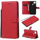 For Xiaomi Redmi 9C Solid Color Horizontal Flip Protective Leather Case with Holder & Card Slots & Wallet & Photo Frame & Lanyard(Red) - 1