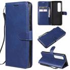 For Xiaomi Mi 10 Ultra Solid Color Horizontal Flip Protective Leather Case with Holder & Card Slots & Wallet & Photo Frame & Lanyard(Blue) - 1
