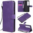 For Xiaomi Mi 10 Ultra Solid Color Horizontal Flip Protective Leather Case with Holder & Card Slots & Wallet & Photo Frame & Lanyard(Purple) - 1