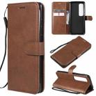For Xiaomi Poco X3 NFC Solid Color Horizontal Flip Protective Leather Case with Holder & Card Slots & Wallet & Photo Frame & Lanyard(Brown) - 1