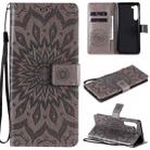 For Motorola Edge Pressed Printing Sunflower Pattern Horizontal Flip PU Leather Case with Holder & Card Slots & Wallet & Lanyard(Grey) - 1