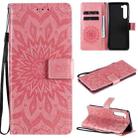 For Motorola Edge Pressed Printing Sunflower Pattern Horizontal Flip PU Leather Case with Holder & Card Slots & Wallet & Lanyard(Pink) - 1