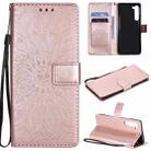 For Motorola Edge Pressed Printing Sunflower Pattern Horizontal Flip PU Leather Case with Holder & Card Slots & Wallet & Lanyard(Rose Gold) - 1