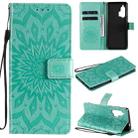 For Motorola Edge Plus Pressed Printing Sunflower Pattern Horizontal Flip PU Leather Case with Holder & Card Slots & Wallet & Lanyard(Green) - 1