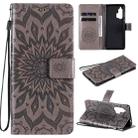 For Motorola Edge Plus Pressed Printing Sunflower Pattern Horizontal Flip PU Leather Case with Holder & Card Slots & Wallet & Lanyard(Grey) - 1