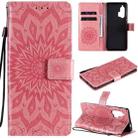 For Motorola Edge Plus Pressed Printing Sunflower Pattern Horizontal Flip PU Leather Case with Holder & Card Slots & Wallet & Lanyard(Pink) - 1