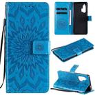 For Motorola Edge Plus Pressed Printing Sunflower Pattern Horizontal Flip PU Leather Case with Holder & Card Slots & Wallet & Lanyard(Blue) - 1