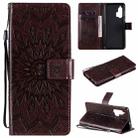 For Motorola Edge Plus Pressed Printing Sunflower Pattern Horizontal Flip PU Leather Case with Holder & Card Slots & Wallet & Lanyard(Brown) - 1