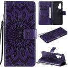 For Motorola Edge Plus Pressed Printing Sunflower Pattern Horizontal Flip PU Leather Case with Holder & Card Slots & Wallet & Lanyard(Purple) - 1