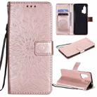 For Motorola Edge Plus Pressed Printing Sunflower Pattern Horizontal Flip PU Leather Case with Holder & Card Slots & Wallet & Lanyard(Rose Gold) - 1