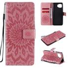 For Motorola Moto G 5G Plus Pressed Printing Sunflower Pattern Horizontal Flip PU Leather Case with Holder & Card Slots & Wallet & Lanyard(Pink) - 1