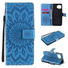 For Motorola Moto G 5G Plus Pressed Printing Sunflower Pattern Horizontal Flip PU Leather Case with Holder & Card Slots & Wallet & Lanyard(Blue) - 1