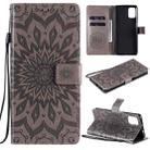 For Motorola Moto G9 Plus Pressed Printing Sunflower Pattern Horizontal Flip PU Leather Case with Holder & Card Slots & Wallet & Lanyard(Grey) - 1