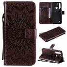 For Motorola One Fusion Pressed Printing Sunflower Pattern Horizontal Flip PU Leather Case with Holder & Card Slots & Wallet & Lanyard(Brown) - 1