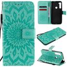 For Motorola One Fusion Plus Pressed Printing Sunflower Pattern Horizontal Flip PU Leather Case with Holder & Card Slots & Wallet & Lanyard(Green) - 1