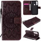 For Motorola One Fusion Plus Pressed Printing Sunflower Pattern Horizontal Flip PU Leather Case with Holder & Card Slots & Wallet & Lanyard(Brown) - 1