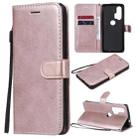 For Motorola Moto Edge+ Solid Color Horizontal Flip Protective Leather Case with Holder & Card Slots & Wallet & Photo Frame & Lanyard(Rose Gold) - 1