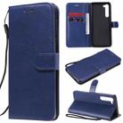 For Motorola Moto Edge Solid Color Horizontal Flip Protective Leather Case with Holder & Card Slots & Wallet & Photo Frame & Lanyard(Blue) - 1