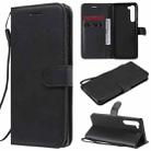 For Motorola Moto Edge Solid Color Horizontal Flip Protective Leather Case with Holder & Card Slots & Wallet & Photo Frame & Lanyard(Black) - 1