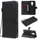 For Motorola Moto G9 Play Solid Color Horizontal Flip Protective Leather Case with Holder & Card Slots & Wallet & Photo Frame & Lanyard(Black) - 1