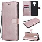 For Motorola Moto G9 Play Solid Color Horizontal Flip Protective Leather Case with Holder & Card Slots & Wallet & Photo Frame & Lanyard(Rose Gold) - 1