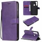 For Motorola Moto One Fuson Plus Solid Color Horizontal Flip Protective Leather Case with Holder & Card Slots & Wallet & Photo Frame & Lanyard(Purple) - 1