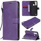 For Motorola Moto One Fuson Solid Color Horizontal Flip Protective Leather Case with Holder & Card Slots & Wallet & Photo Frame & Lanyard(Purple) - 1