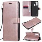 For Motorola Moto One Fuson Solid Color Horizontal Flip Protective Leather Case with Holder & Card Slots & Wallet & Photo Frame & Lanyard(Rose Gold) - 1