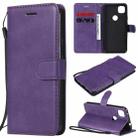 For Google Pixel 4a Solid Color Horizontal Flip Protective Leather Case with Holder & Card Slots & Wallet & Photo Frame & Lanyard(Purple) - 1