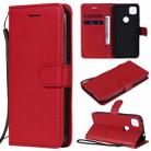 For Google Pixel 4a Solid Color Horizontal Flip Protective Leather Case with Holder & Card Slots & Wallet & Photo Frame & Lanyard(Red) - 1