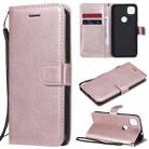 For Google Pixel 4a Solid Color Horizontal Flip Protective Leather Case with Holder & Card Slots & Wallet & Photo Frame & Lanyard(Rose Gold) - 1