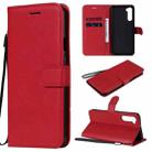 For OnePlus Nord Solid Color Horizontal Flip Protective Leather Case with Holder & Card Slots & Wallet & Photo Frame & Lanyard(Red) - 1