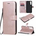 For OnePlus Nord Solid Color Horizontal Flip Protective Leather Case with Holder & Card Slots & Wallet & Photo Frame & Lanyard(Rose Gold) - 1