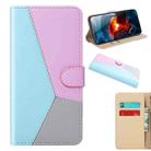 For Samsung Galaxy A42 5G Tricolor Stitching Horizontal Flip TPU + PU Leather Case with Holder & Card Slots & Wallet(Blue) - 1